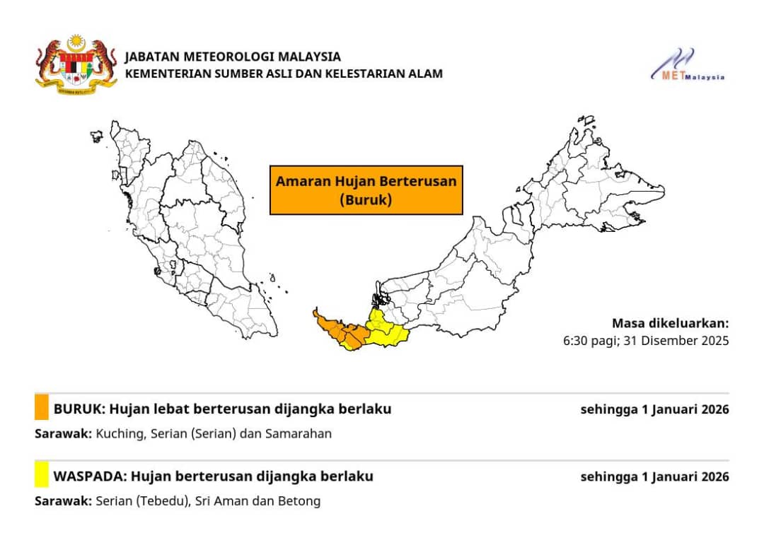 Amaran Hujan Berterusan (Buruk)