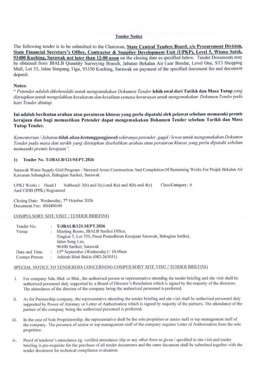 NOTIS TENDER